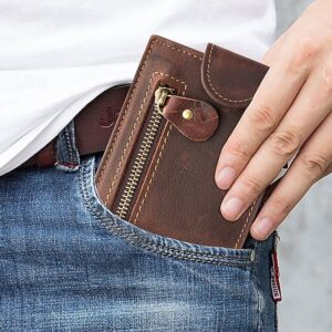 Alternative view of Men’s Vintage Brown Leather Wallet with Zipper Pocket
