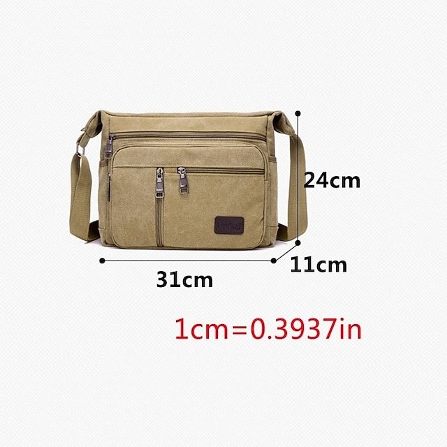 Men’s Vintage Canvas Crossbody Messenger Bag with Zipper - Image 5