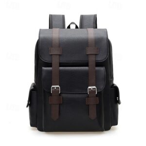 Alternative view of Men’s Vintage Faux Leather Backpack with Buckle Straps