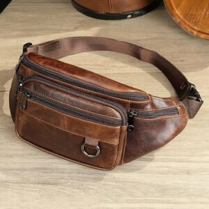 Men’s Vintage Leather Sling Bag Fanny Pack– Crossbody