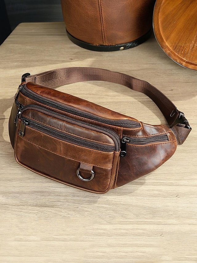 Men’s Vintage Leather Sling Bag Fanny Pack– Crossbody
