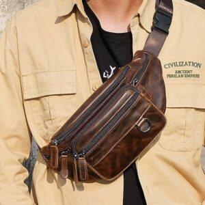 Alternative view of Men’s Vintage Leather Sling Bag Fanny Pack– Crossbody