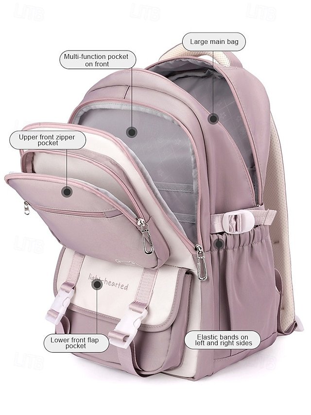 Unisex Nylon Backpack with Zipper - Image 6