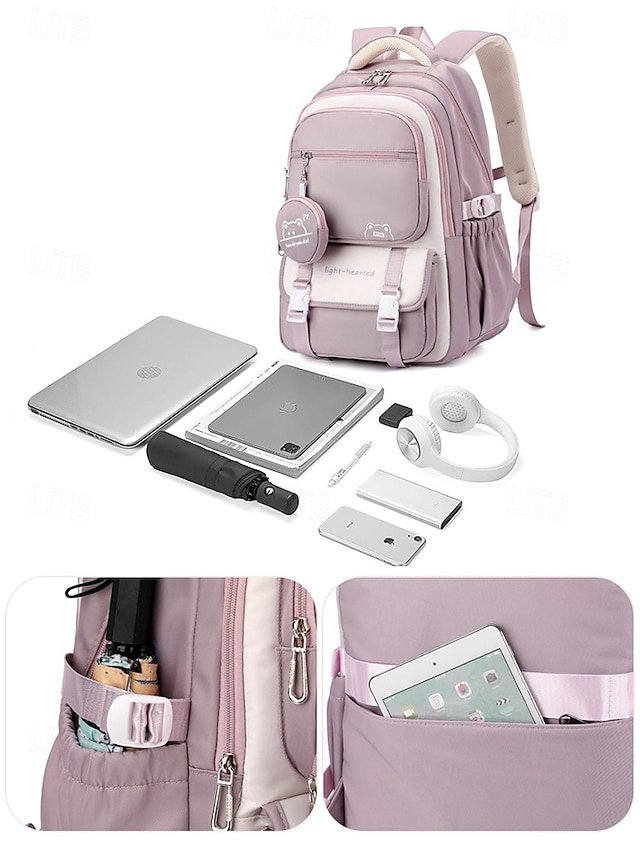 Unisex Nylon Backpack with Zipper - Image 7