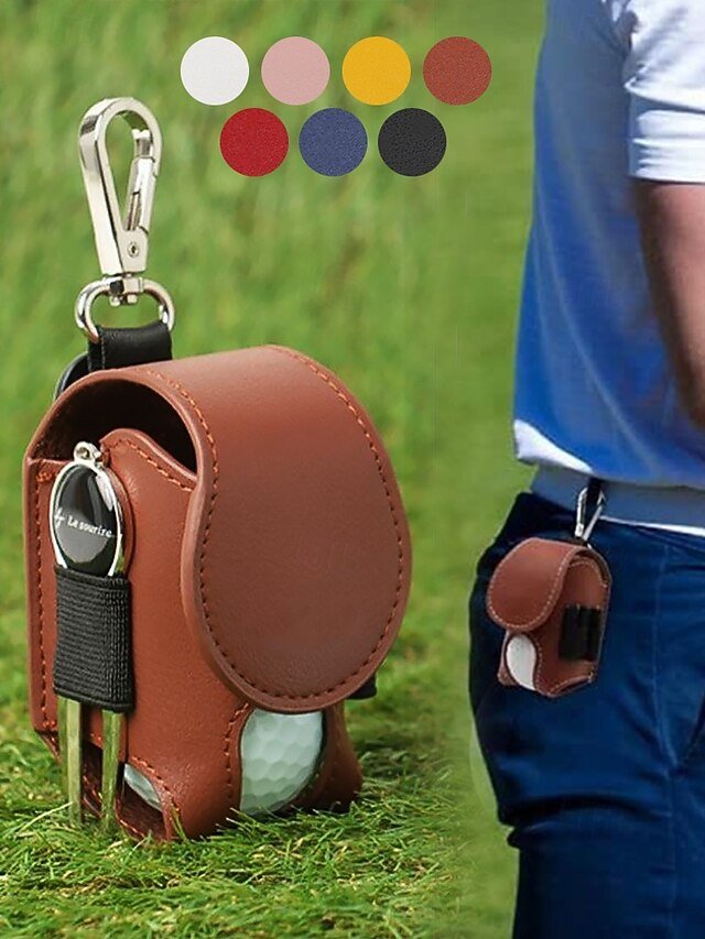 Portable Leather Golf Ball Holder Pouch - Image 4