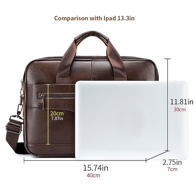 Premium Brown Leather Briefcase - Image 8