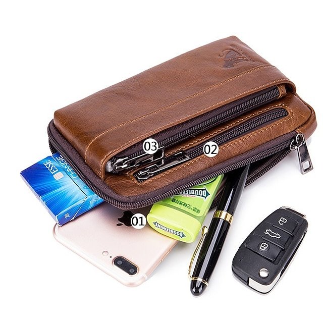 Sleek Brown Leather Vertical Sling Bag - Image 5