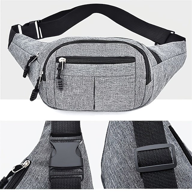 Unisex Multi-Pocket Canvas Crossbody Waist Bag - Image 3
