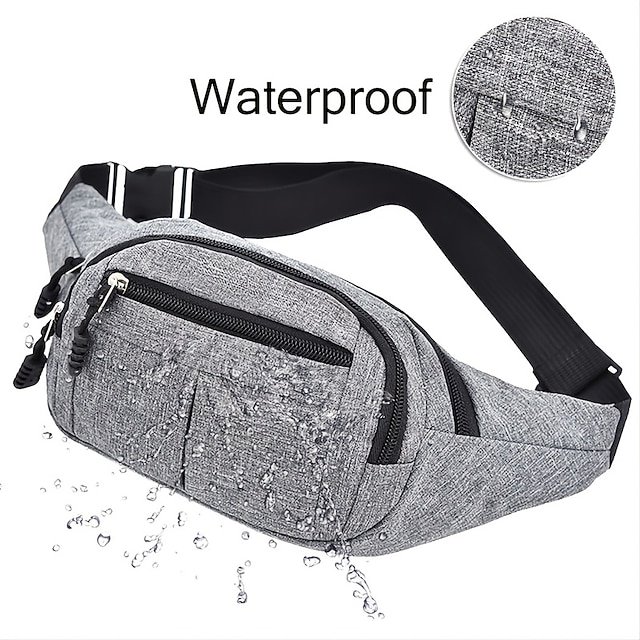Unisex Multi-Pocket Canvas Crossbody Waist Bag - Image 5