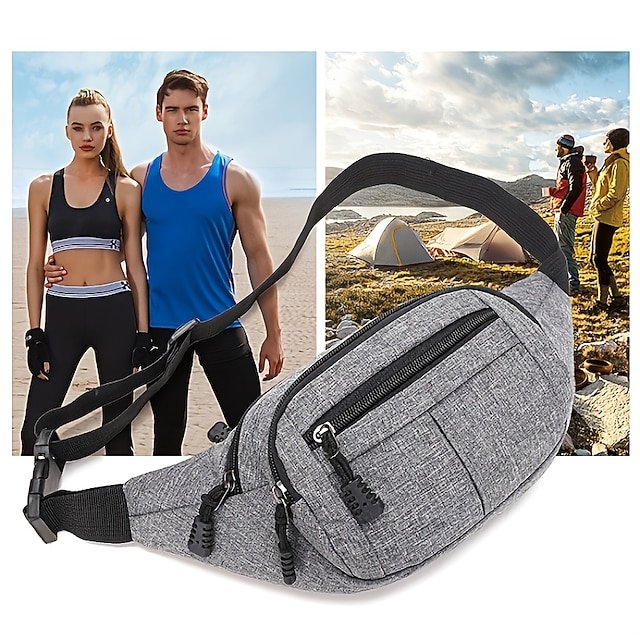 Unisex Multi-Pocket Canvas Crossbody Waist Bag - Image 7