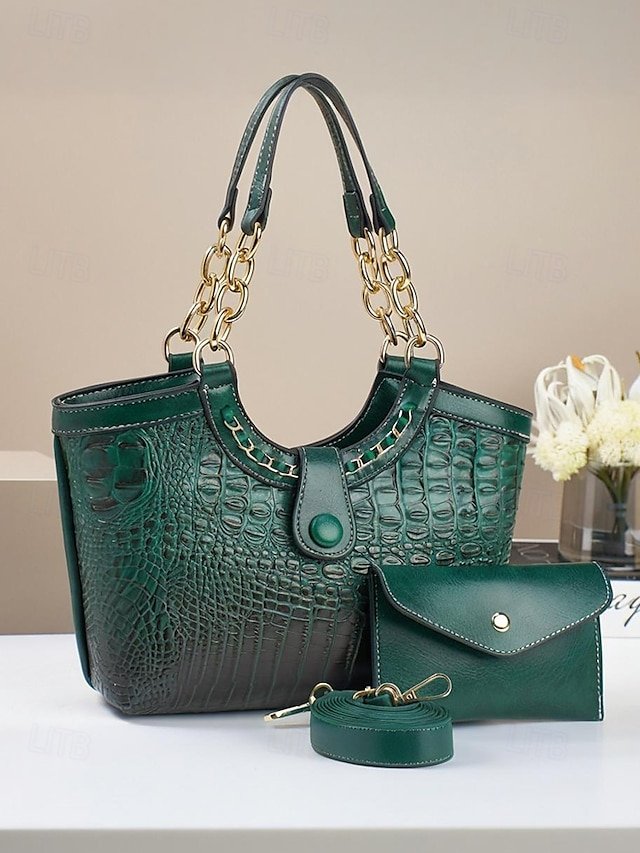 Women’s Faux Leather Tote Bag Set