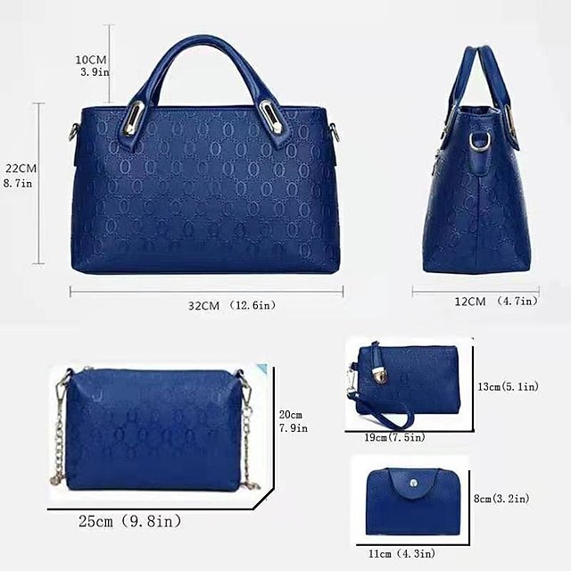 Women’s 4-Piece Blue Handbag Set with Teddy Bear Charm - Image 2