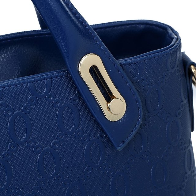 Women’s 4-Piece Blue Handbag Set with Teddy Bear Charm - Image 6