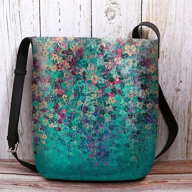Women’s Artistic Floral Print Crossbody Bag - Image 8