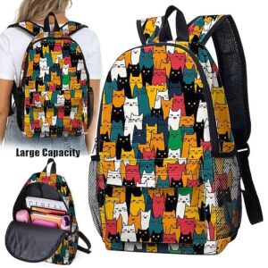 Women’s Large-Capacity Cat Print Backpack