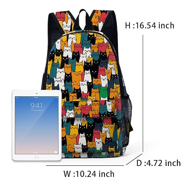Women’s Large-Capacity Cat Print Backpack - Image 8