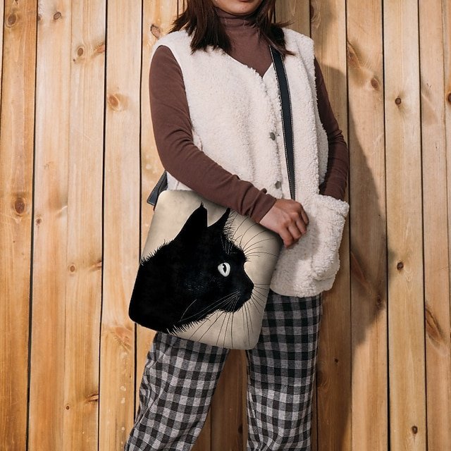Women’s Black Cat Print Crossbody Bag - Image 2