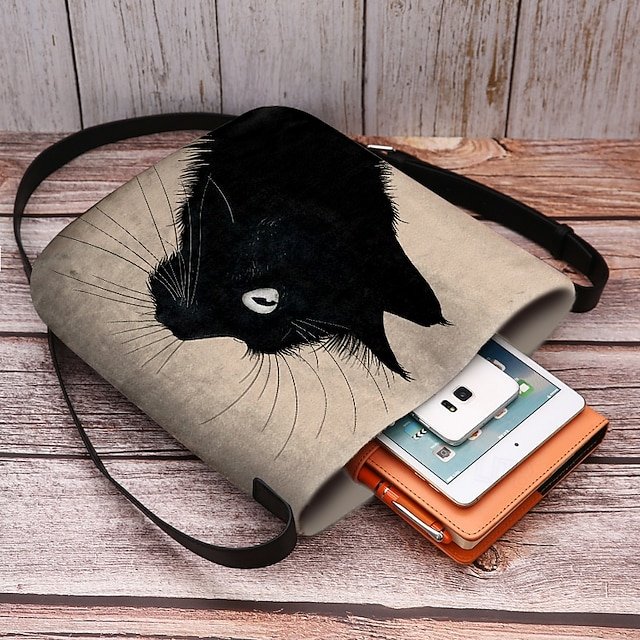 Women’s Black Cat Print Crossbody Bag - Image 4