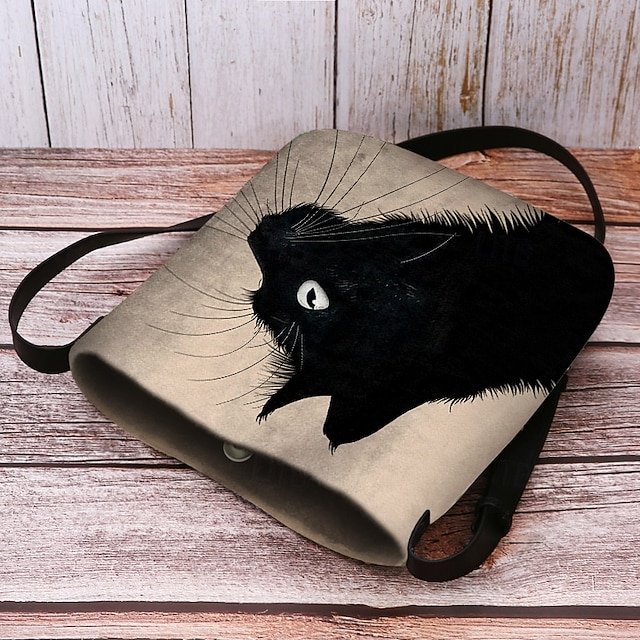 Women’s Black Cat Print Crossbody Bag - Image 6