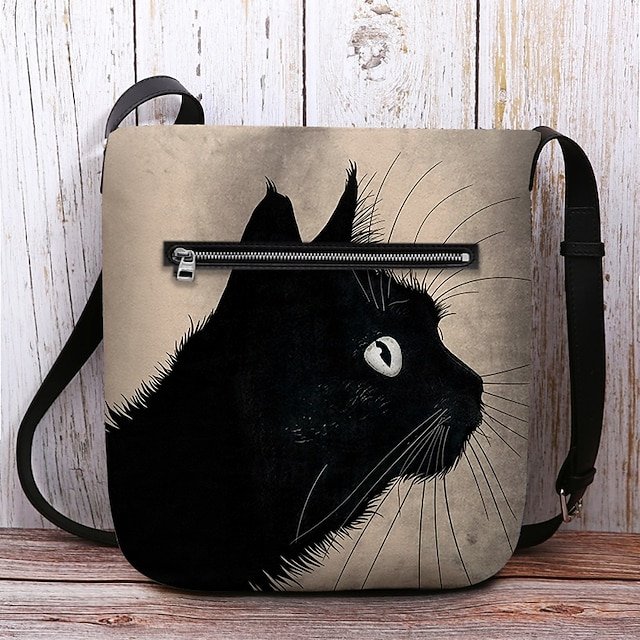 Women’s Black Cat Print Crossbody Bag - Image 7