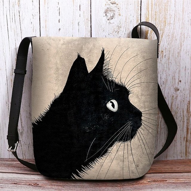Women’s Black Cat Print Crossbody Bag - Image 8