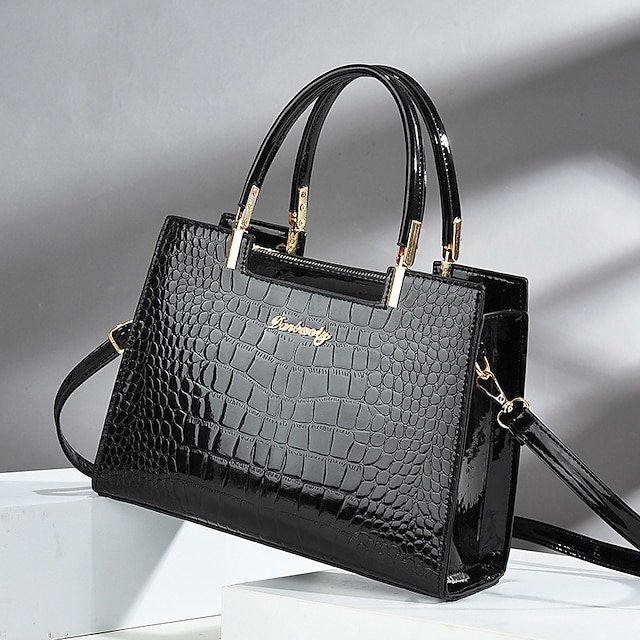 Women’s Faux Leather Handbag with Zipper - Image 4
