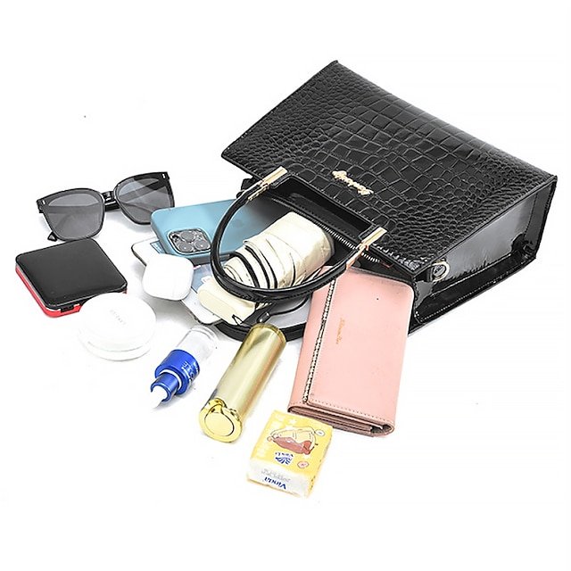 Women’s Faux Leather Handbag with Zipper - Image 5
