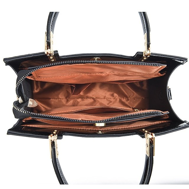 Women’s Faux Leather Handbag with Zipper - Image 6