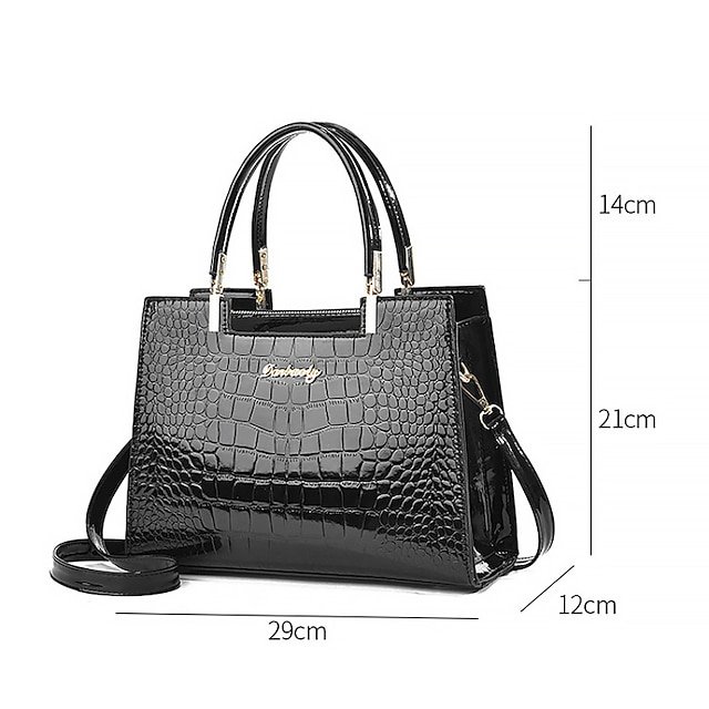 Women’s Faux Leather Handbag with Zipper - Image 7