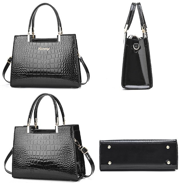 Women’s Faux Leather Handbag with Zipper - Image 8