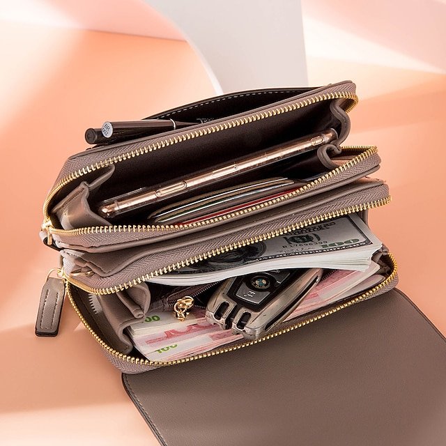 Women’s Black Crossbody Wallet Bag with Gold Accents - Image 7
