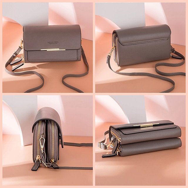 Women’s Black Crossbody Wallet Bag with Gold Accents - Image 8