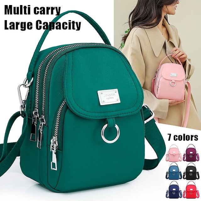 Women’s Black Nylon Crossbody Bag with Silver Hardware