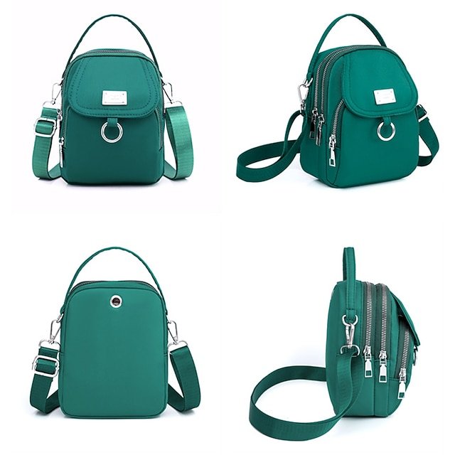 Women’s Black Nylon Crossbody Bag with Silver Hardware - Image 4