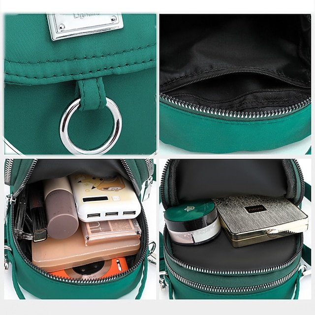 Women’s Black Nylon Crossbody Bag with Silver Hardware - Image 6