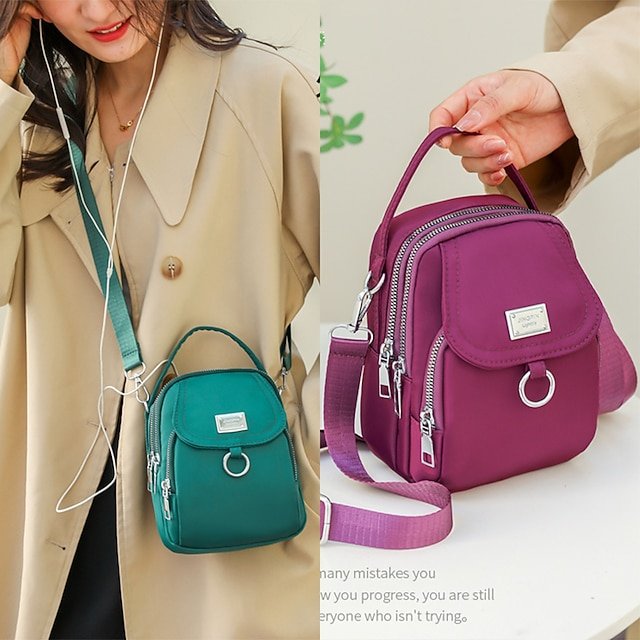 Women’s Black Nylon Crossbody Bag with Silver Hardware - Image 7