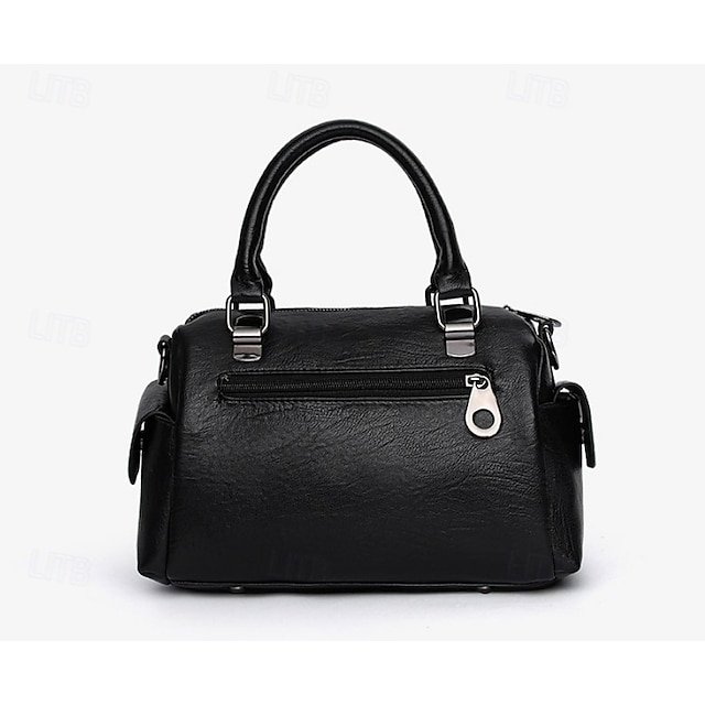 Women’s Blue Faux Leather Handbag - Image 4