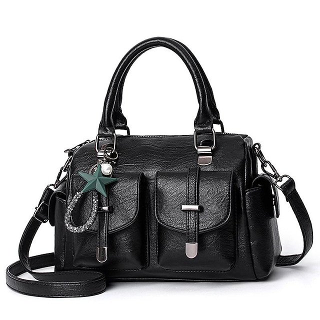 Women’s Blue Faux Leather Handbag - Image 8