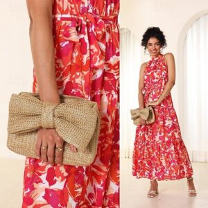 Alternative view of Women’s Boho Chic Straw Clutch with Large Bow Detail