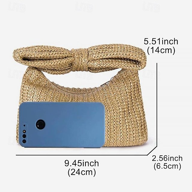 Women’s Boho Chic Straw Clutch with Large Bow Detail - Image 7