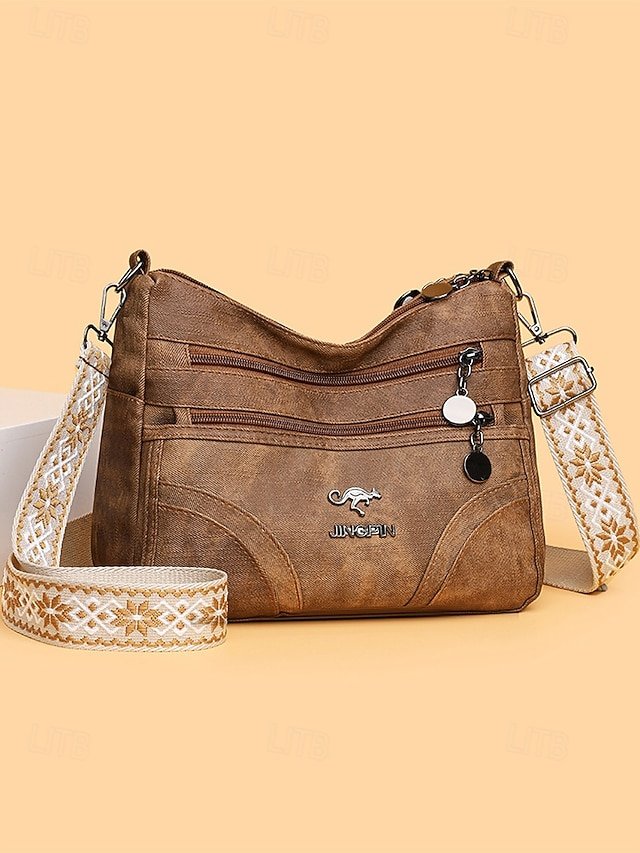 Women’s Brown Faux Leather Crossbody Bag - Image 2