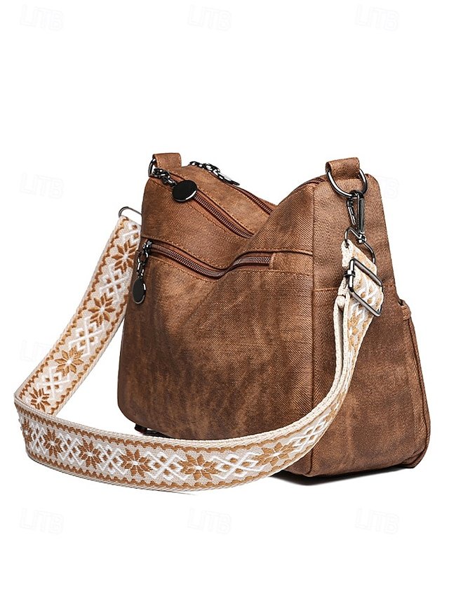 Women’s Brown Faux Leather Crossbody Bag - Image 4