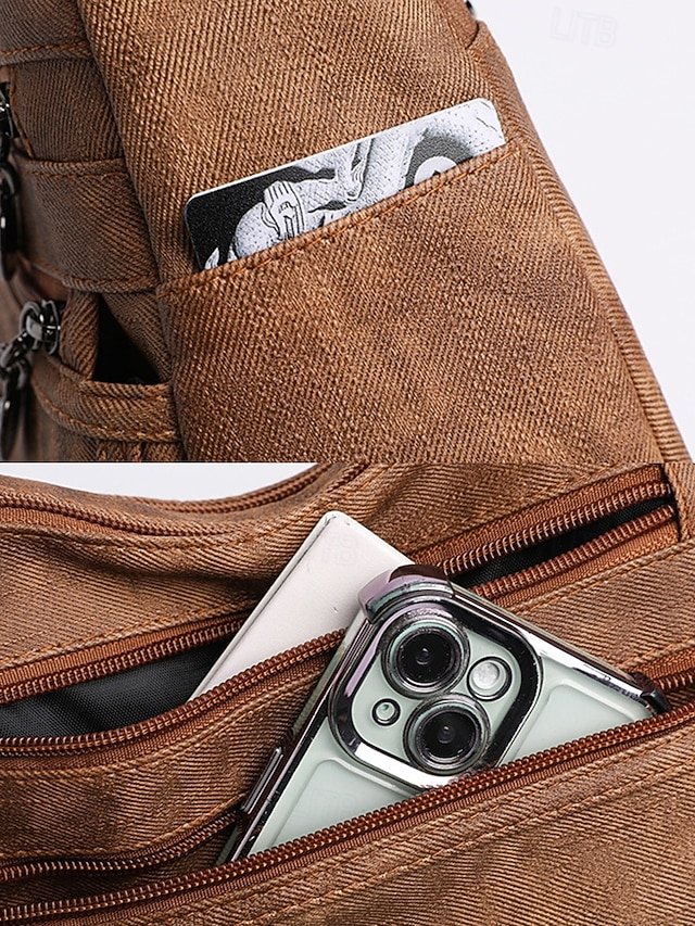 Women’s Brown Faux Leather Crossbody Bag - Image 7