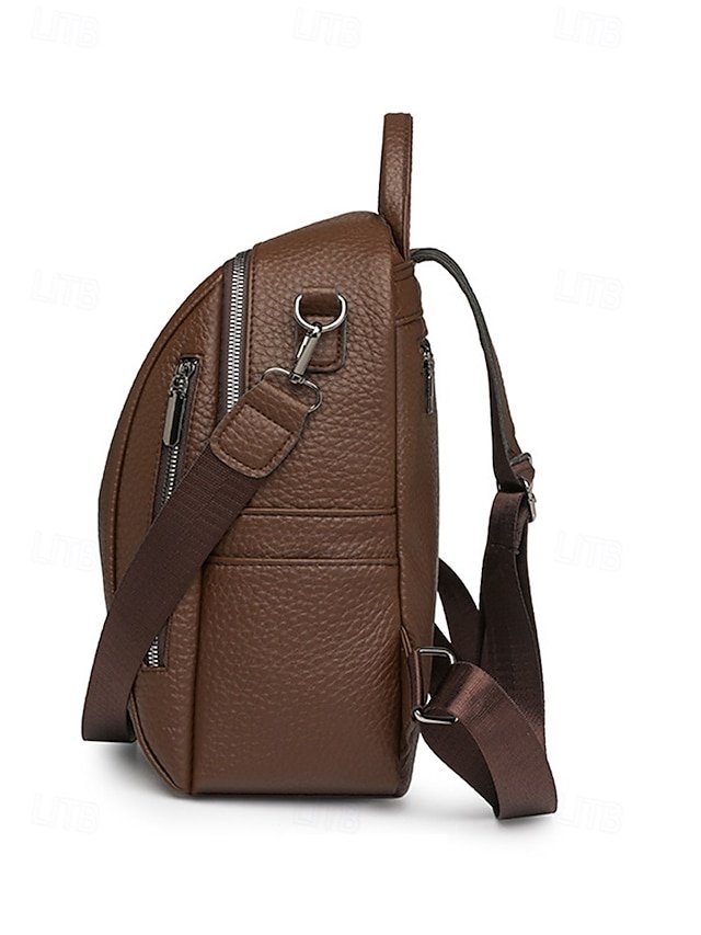 Women’s Brown Faux Leather Mini Backpack - Image 4