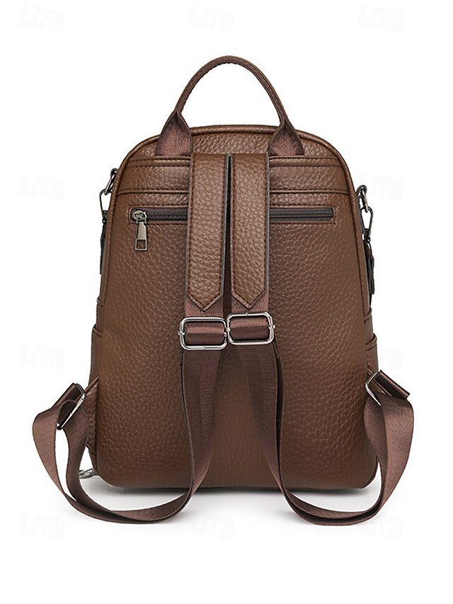 Women’s Brown Faux Leather Mini Backpack - Image 5
