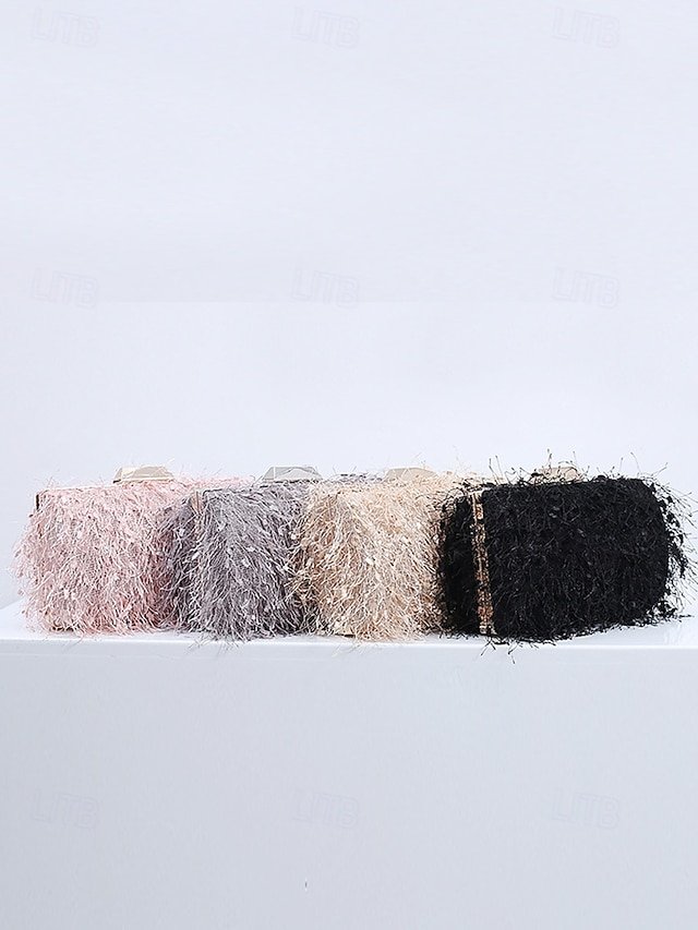 Women’s Chic Feathered Evening Clutch with Chain Strap - Image 4