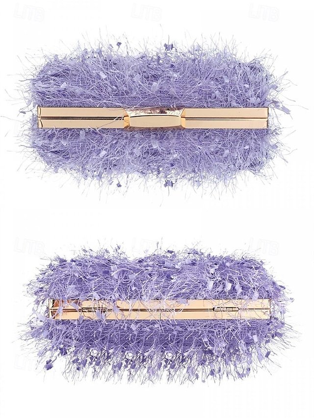 Women’s Chic Feathered Evening Clutch with Chain Strap - Image 6