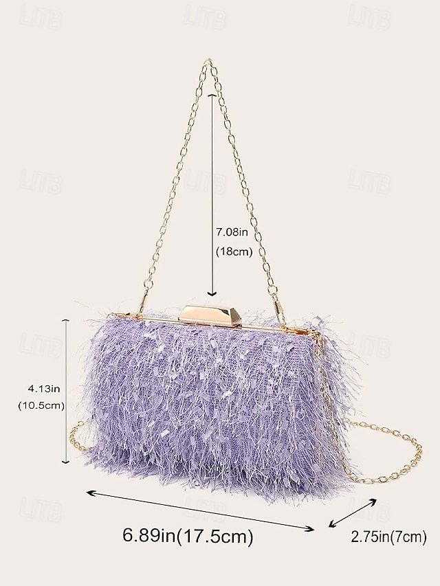 Women’s Chic Feathered Evening Clutch with Chain Strap - Image 8