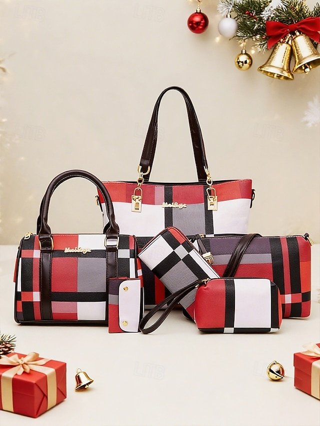 Women’s Christmas Plaid Handbag Set