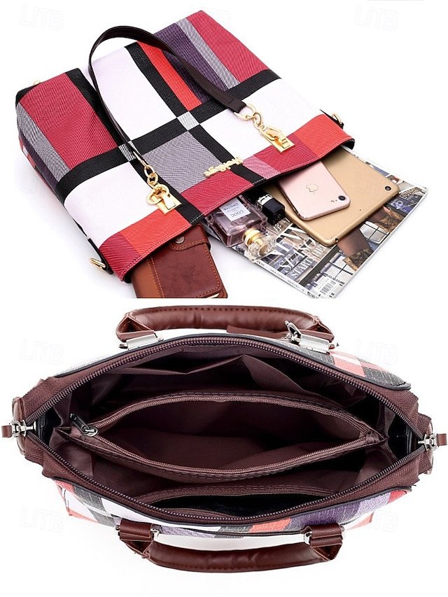 Women’s Christmas Plaid Handbag Set - Image 6